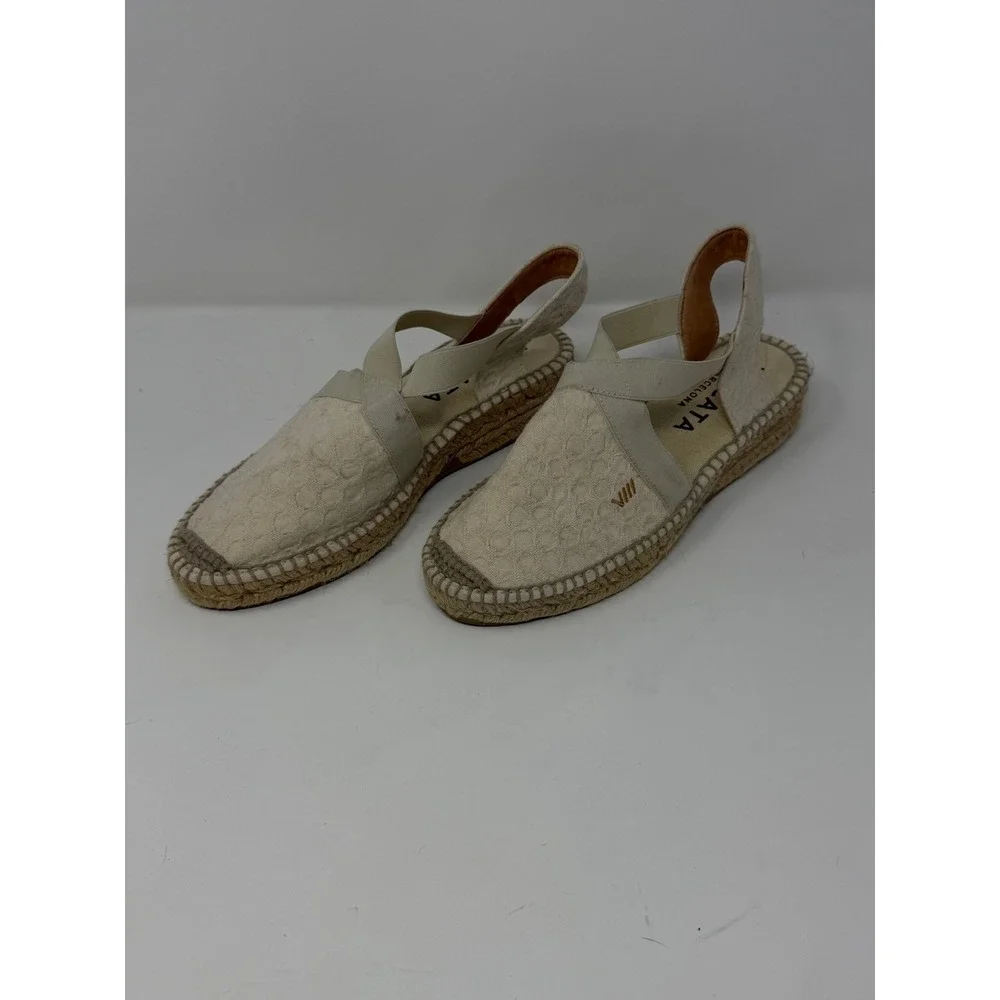 Viscata Sagaro Lace Espadrille Slingback Flat Cream Womens 37